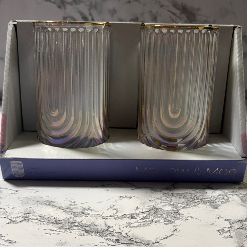 Mellow & Mod Iridescent Glass Tumblers